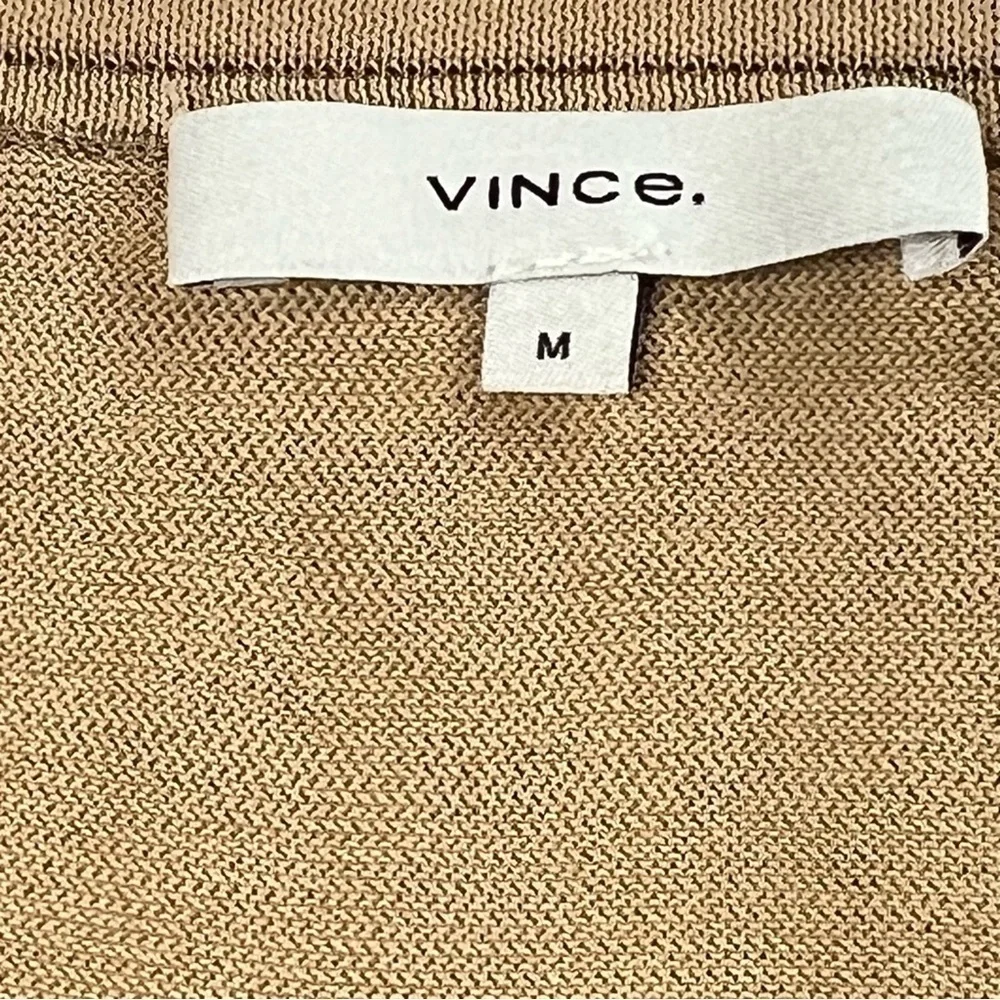 VINCE Pleated Gold Bronze Metallic Crochet Knit Midi Skirt Lined Size M - Picture 14 of 16